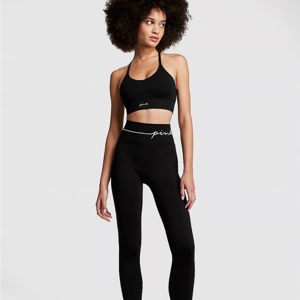 Victoria’s Secret PINK - Classic Seamless Black Sports Bra and Leggings Set NWOT